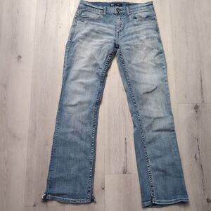 BKE Aiden Straight Jeans Women's 32 Blue Regular Cut Of Hems/Sides